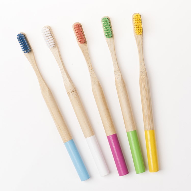 Custom Logo Bamboo Toothbrush Medium Bristles Biodegradable Plastic-Free Toothbrushes Cylindrical Low Carbon Eco Bamboo Handle Brush