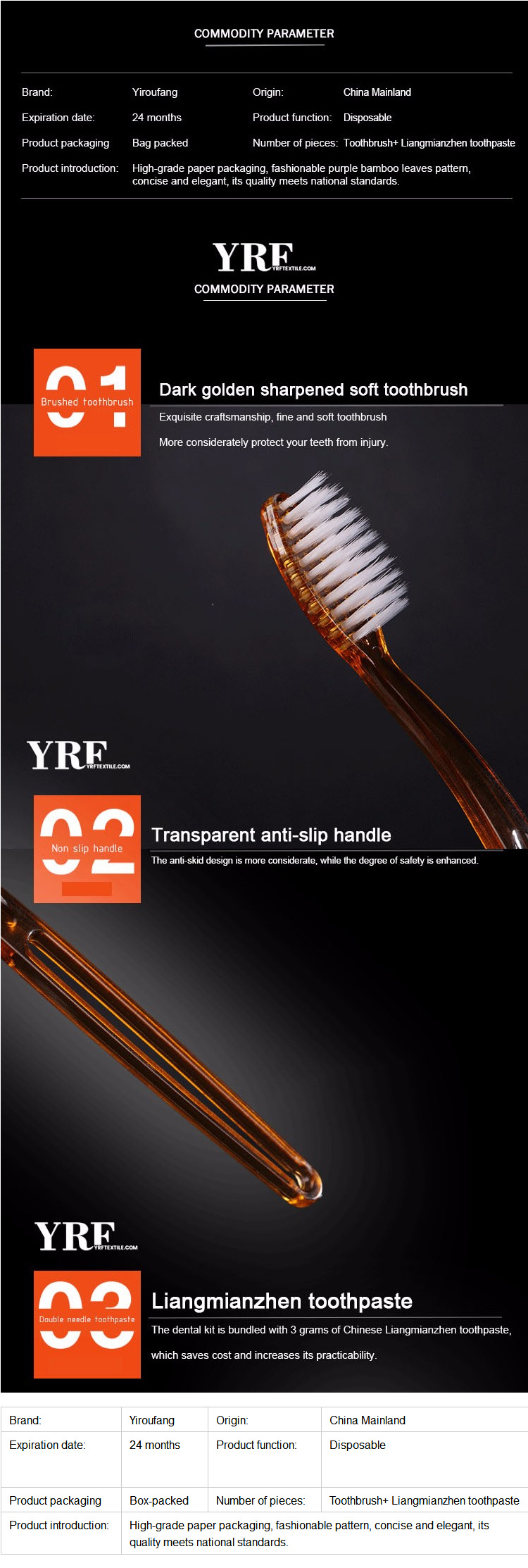 Yrf Hotel Supply Natural Eco Professional Wholesale Bamboo Toothbrush