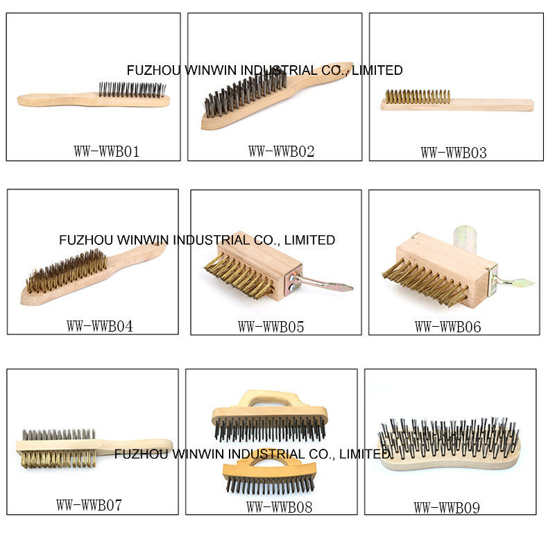 Straight Wooden Handle Steel Wire Brush (WW-WWB01)