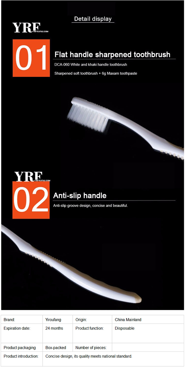 Yrf Hot Sale Customized Hotel Room Eco Charcoal Bamboo Toothbrush