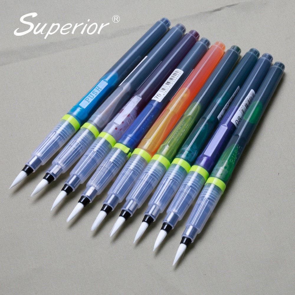 Superior Non-Toxic Watercolor Brush Ink Marker Pen Japan Nylon Tip Easy to Refill