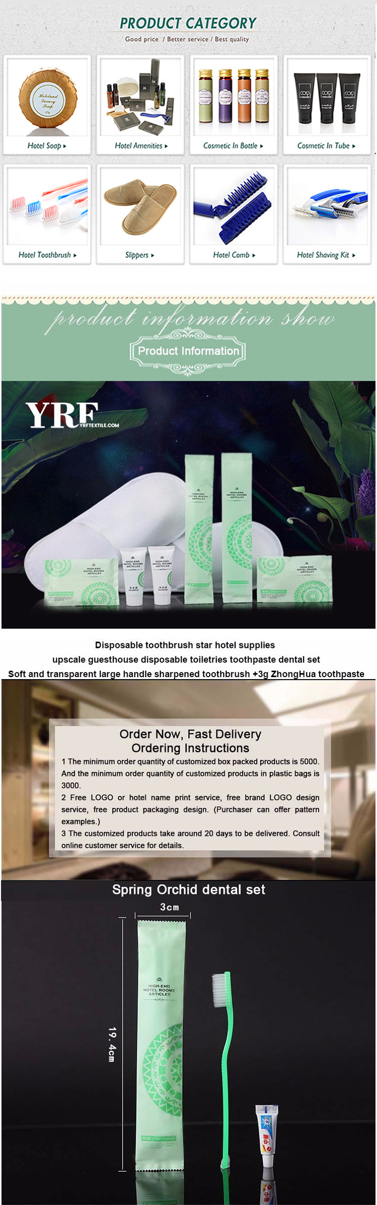 Yrf Luxury Hotel Bedroom Sets Travel Dental Kit Cheap Disposable Bath Toothbrush