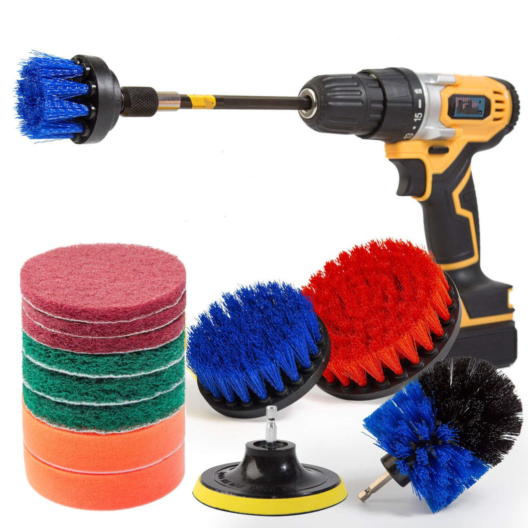 Drill Brush Pads Attachments Set&Power Scrubber Brush with Extend Long Attachment