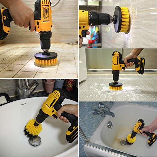 Drill Brush Pads Attachments Set&Power Scrubber Brush with Extend Long Attachment