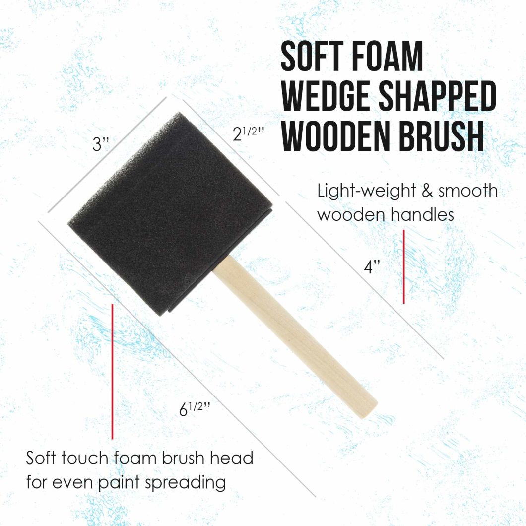 Black Foam Wooden Handle Sponge Seal Kids Paint Brush