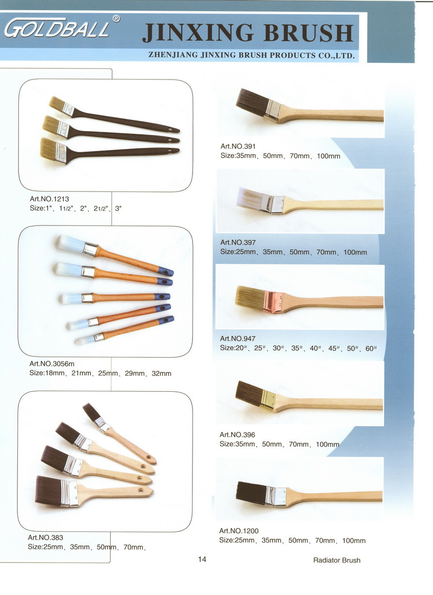 Radiator Brush (paint brush pure natural/filament bristle with long&short handle, paintbrush)