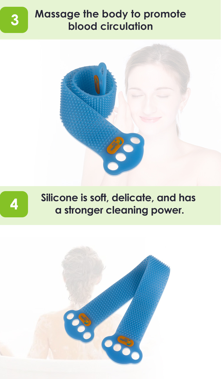 Massager Cleaning Shower Bath Belt Silicone Dual Sided Back Scrubber Brush