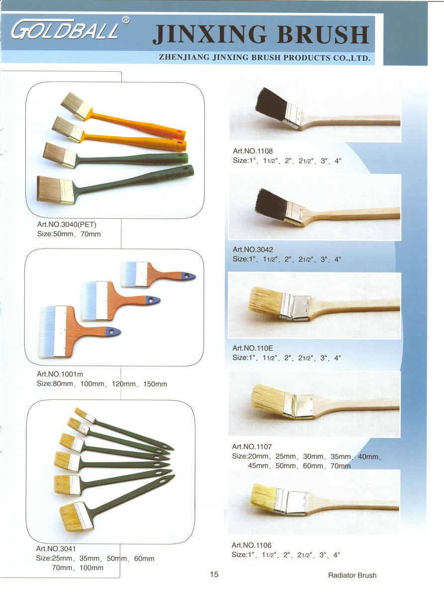 Radiator Brush (paint brush pure natural/filament bristle with long&short handle, paintbrush)