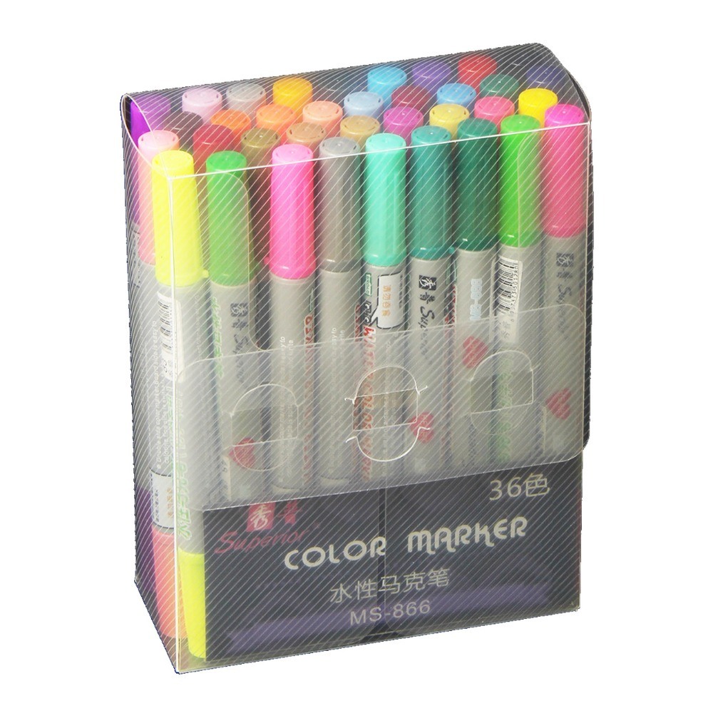 Superior 12/24/36 Colors Set Dual Tip Water Based Drawing Marker Pen