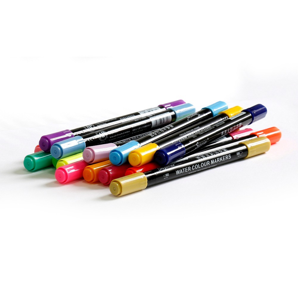 Supeior 36 Colors Double Head Fiber Tip Water Based Water Color Marker