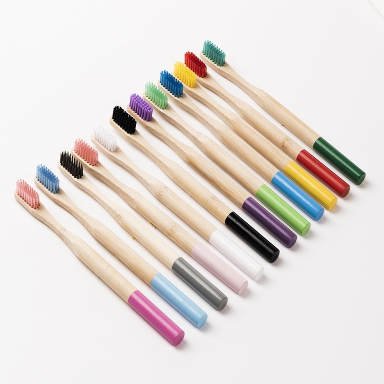 Custom Logo Colors Bamboo Toothbrush Eco Friendly Wooden Tooth Brush Soft Bristle Tip Charcoal Adults Oral Care Toothbrush