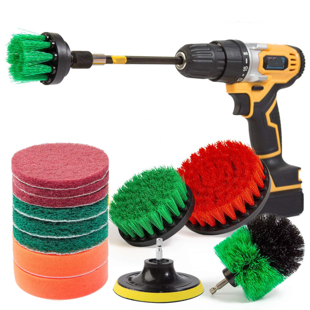 Drill Brush Pads Attachments Set&Power Scrubber Brush with Extend Long Attachment