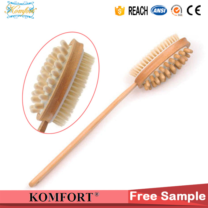 Wet Boar Bristle Skin Scrubber SPA Leg Exfoliating Bath Body Brush (JMHF-92)