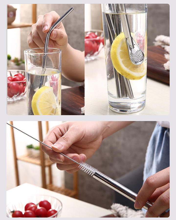 Wevi Wholesale Reusable Stainless Steel Metal Drinking Straws with Cleaning Brush for Tumbler, Coffee