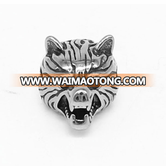 Best Selling New Design Zinc Alloy Antique Silver Wolf Bracelet Wolf Head Bead