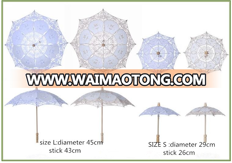 Cotton Embroidery Bride Umbrella White Ivory Lace Parasol Umbrella Photo Studio Props Wedding Umbrella Decorations