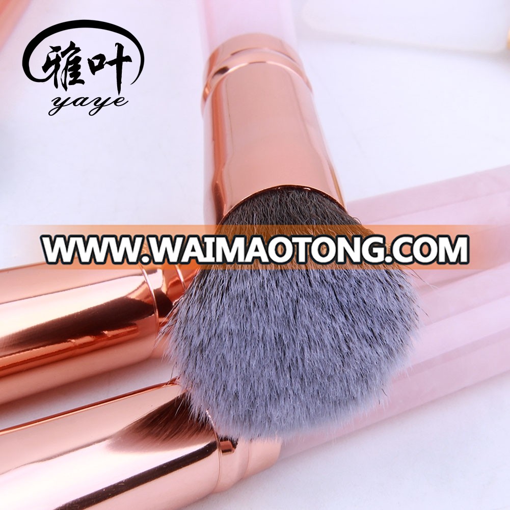 Bulk Wholesale Natual Tumbled Rose Quartz Facial Makeup Brush for Beauty Tools