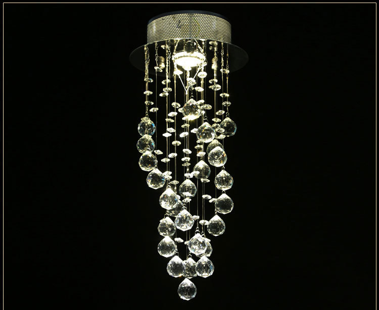 Modern style simple crystal chandelier villa living room chandelier LED revolving stair lamp hanging lamp