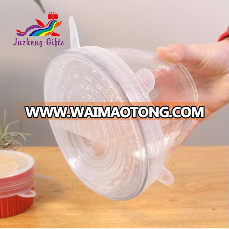 6 Pcs Silicone Stretch Lids Reusable Airtight Food Wrap Covers Keeping Fresh Seal Bowl Stretchy Wrap Cover Kitchen Cookware