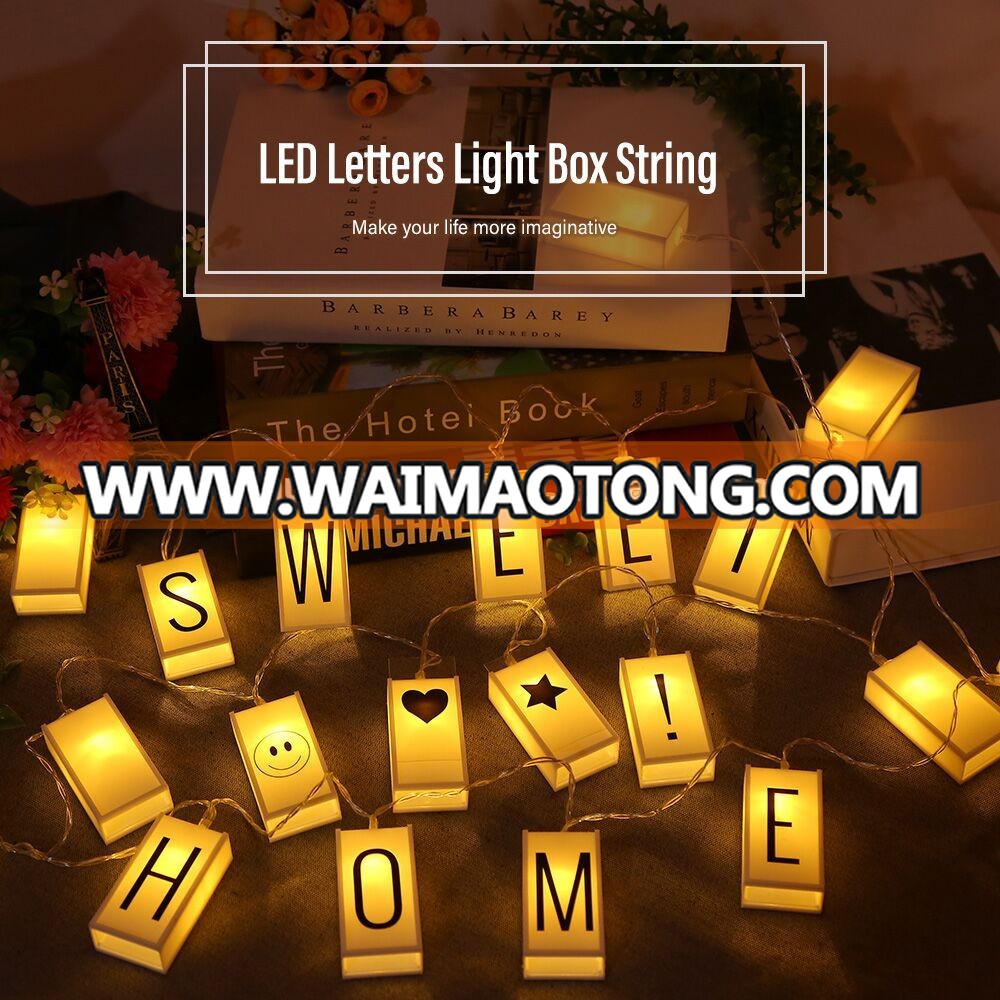 20 LED Letters Light Box String 2 AA Battery Powered 2M LED String Light Holiday Lighting For Party wedding Indoor Lighting