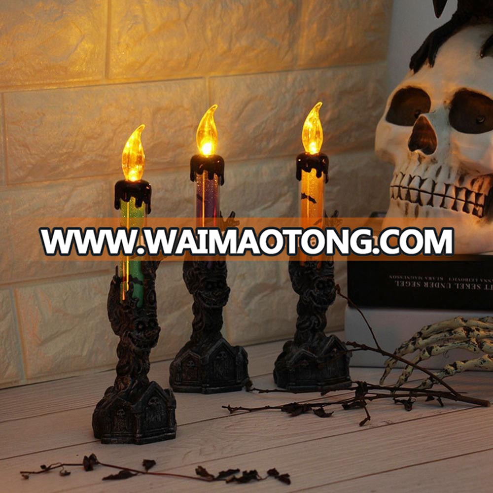 Led Flameless Electronic  Candles Halloween Skeleton Ghost Hand candle Decorative Led wax Candle Light Halloween day Decoration