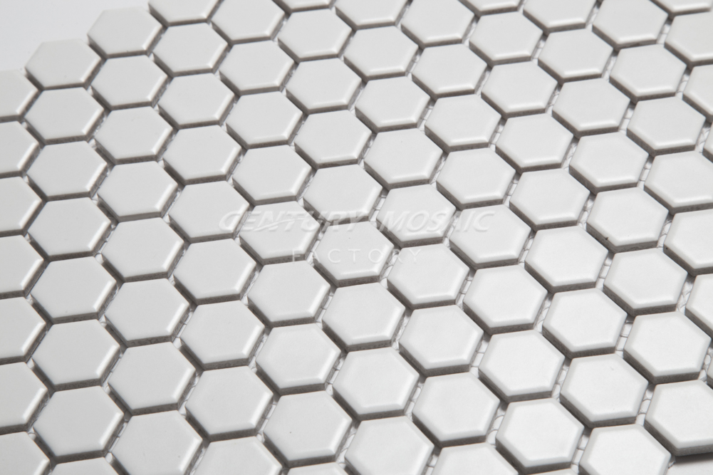 1'' White Hexagon Ceramic Mosaic Tile For Wall