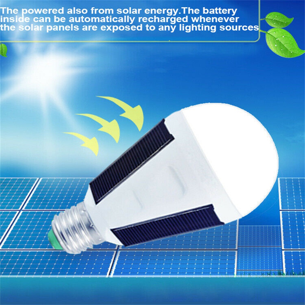 Waterproof LED Solar Light Bulb Outdoor 7W E27 Portable 4 Hiking Fishing Camping Emergency Light