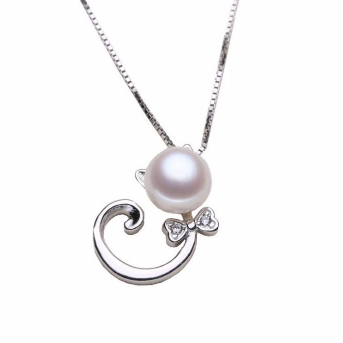 Fashion Jewelry Wholesale Silver Plated White Pearl Cat Necklace