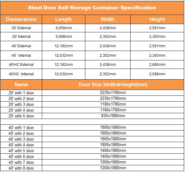 Australia 20ft High Cube Self Storage Container with 4 steel doors