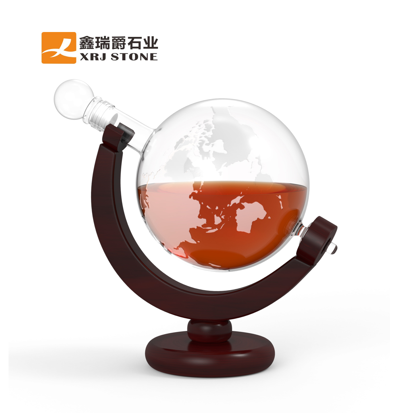 Factory Direct Sale World Etched Globe Decanter Antique Ship Glasses Whiskey Decanter Set