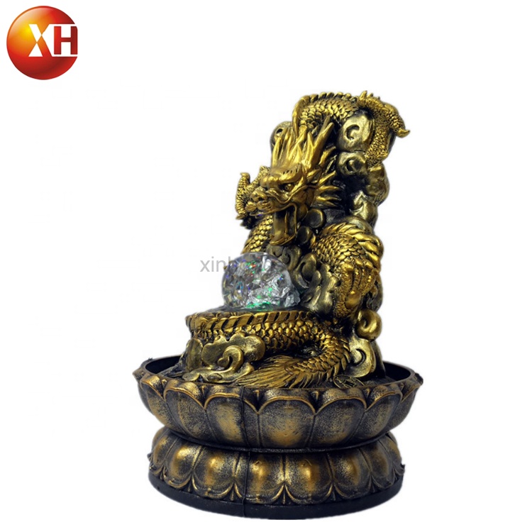 Hot Sale office Tabletop Resin Dragon Fountains For Indoor Decoration