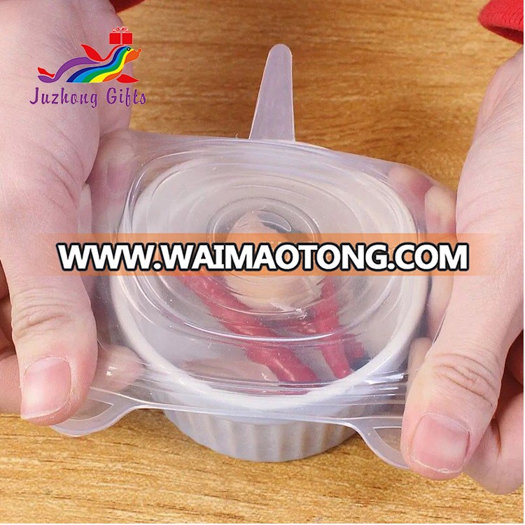 6 Pcs Silicone Stretch Lids Reusable Airtight Food Wrap Covers Keeping Fresh Seal Bowl Stretchy Wrap Cover Kitchen Cookware