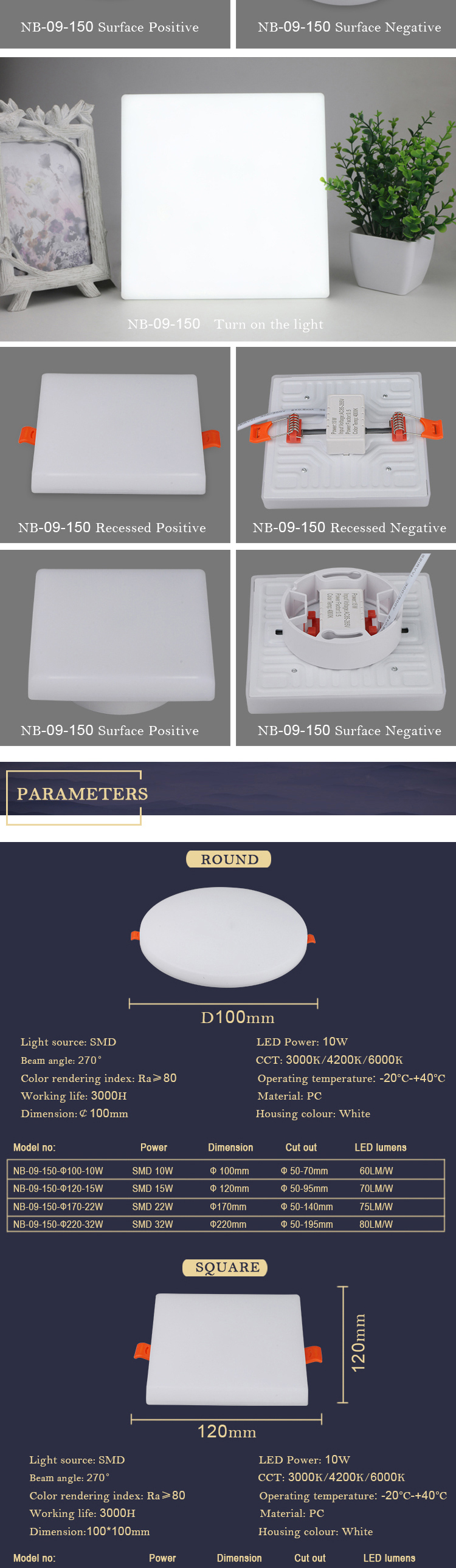 Best Sellers 10w 15w 22w 32w recessed surface mounted led panel light round frameless led panel light for hotel home club shop