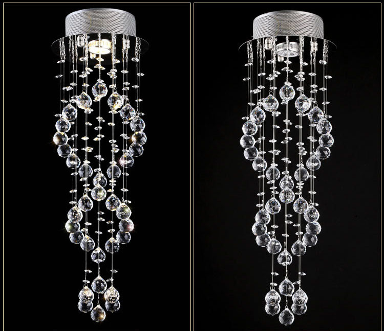 Modern style simple crystal chandelier villa living room chandelier LED revolving stair lamp hanging lamp