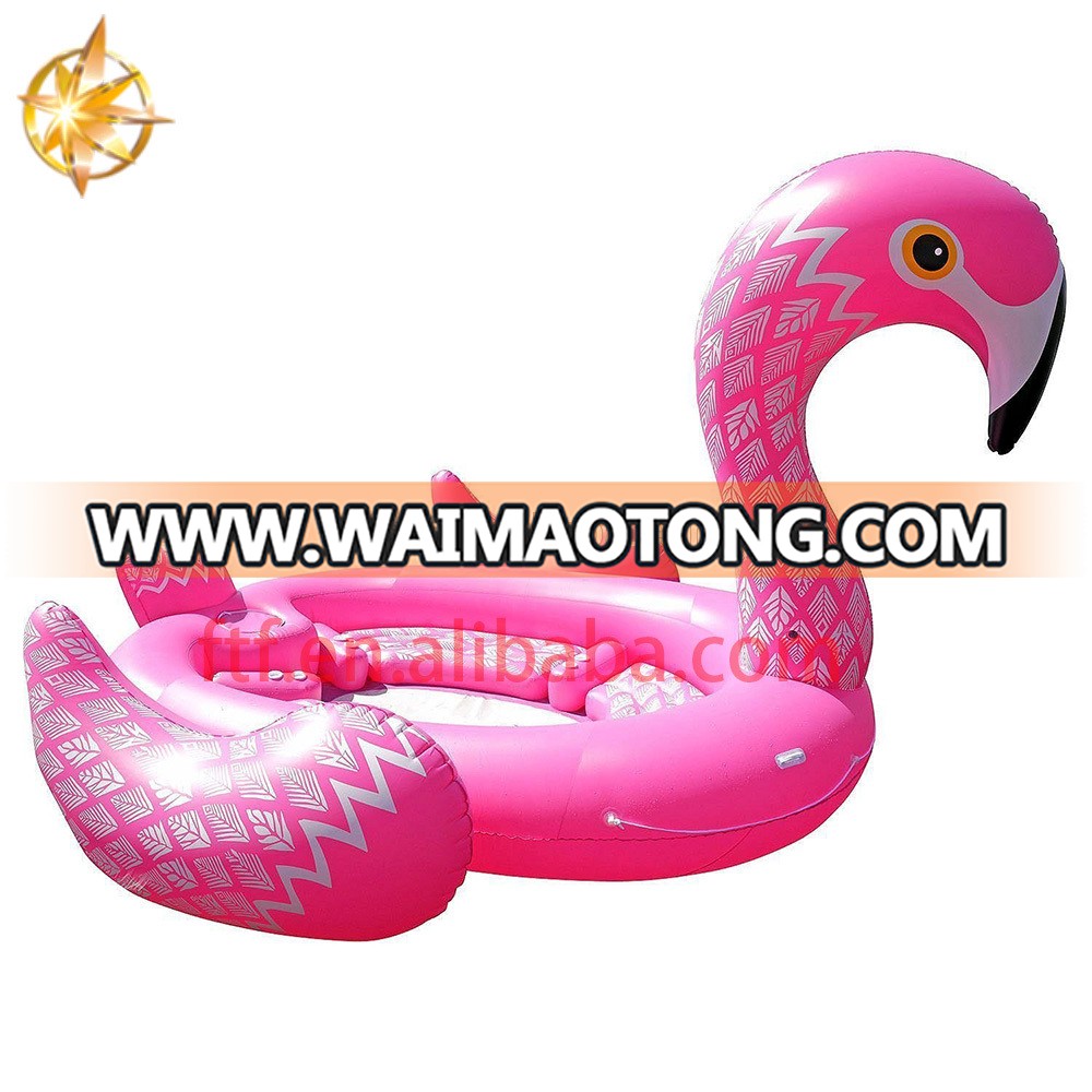 6 people large inflatable flamingo pool floating island water party floating hovercraft swimming ring toy