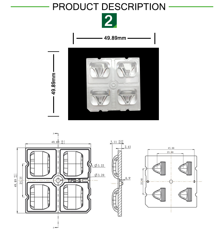 157X57 Degree Led module 3535 SMD Power 4 in 1 LED Lens