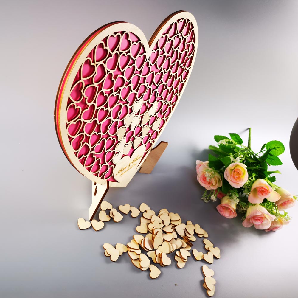 Personalized Heart shape Wedding guest book 3D guest book