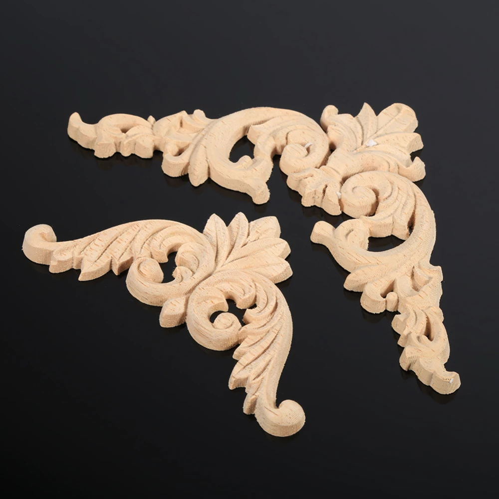 2019  Rubber Wood Carved Corner Onlay Applique Furniture Flower Shape Unpainted Decoration Furniture Accessories(EFS-FB-009)