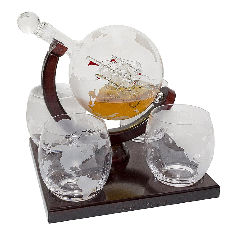 Make In China Factory Price Crystal Whiskey Decanter Wine Decanter Set Crystal Globe Glass Globe Whisky Decanter With For Sale