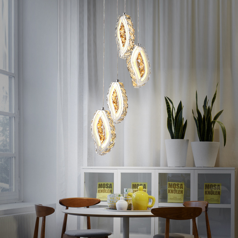 Crystal dining room chandelier modern living room leaf crystal chandelier bedroom lamp creative lighting