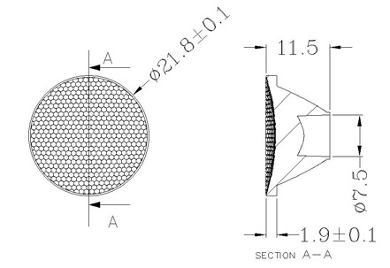 Flashlight lens DK-22-50-LENS-XML with holder DK-24-ZJ-22