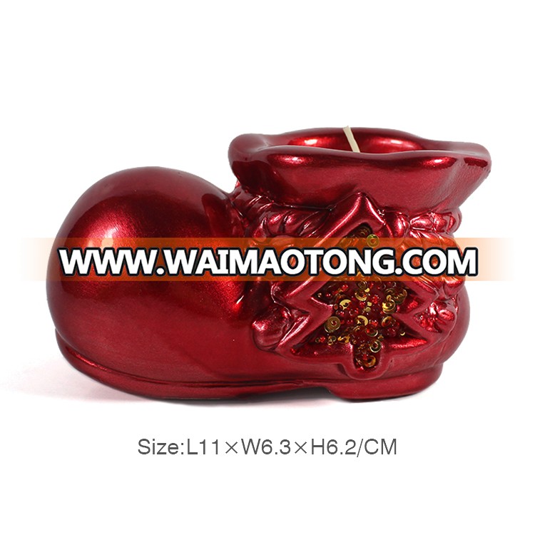 Wholesale new design shoes shaped christmas decorative ceramic candle jars for sale