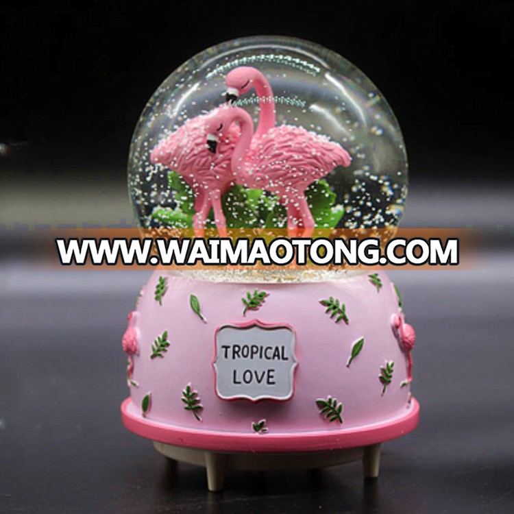 Oem wedding gifts decorative water globe horse music box swan christmas gift birthday snow globe for guests