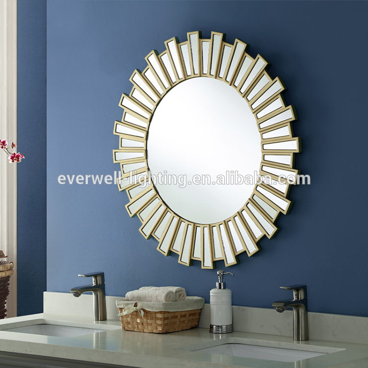 Round Frame Home Decoration Polyurethane Art Framed Wall Mirror