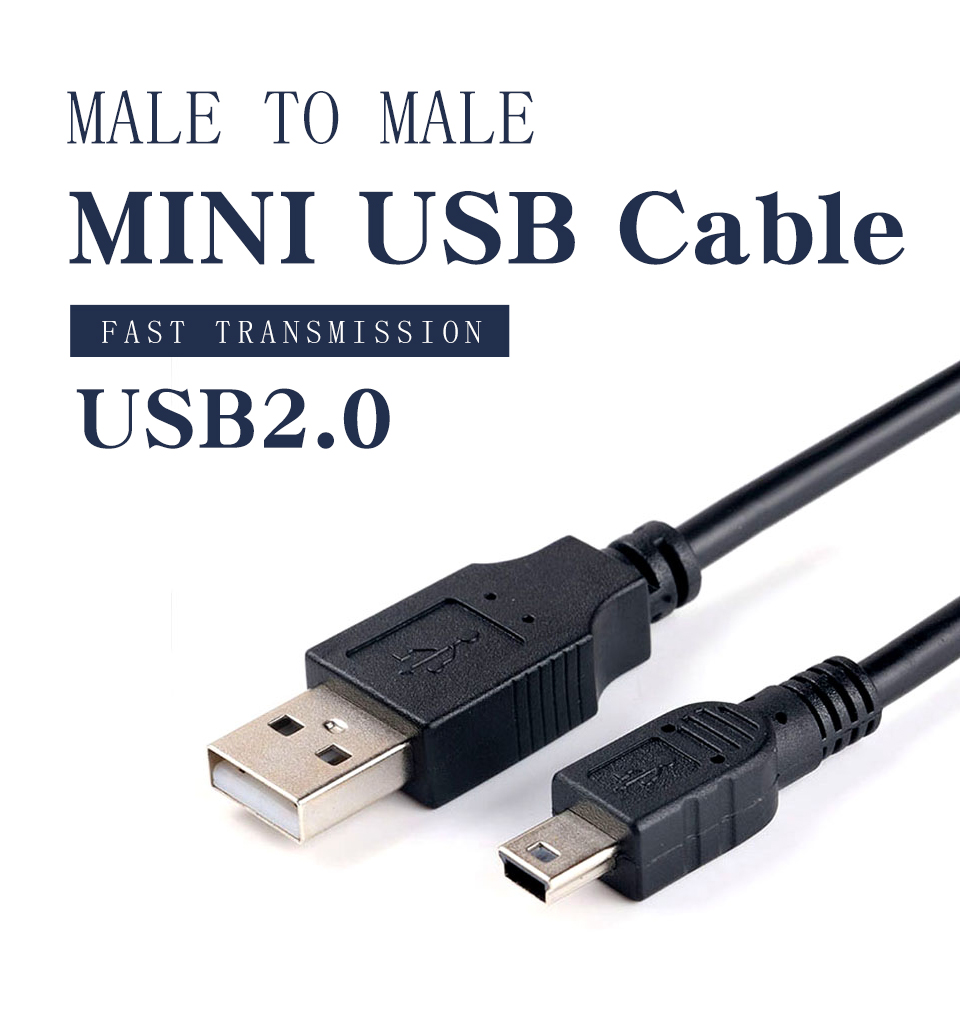 80cm 100cm 1.5M USB 2.0 Type A Male to 5P Mini USB data charger cable for Mp3 Mp4 Camera GPS 5pin T-Port V3 Cable