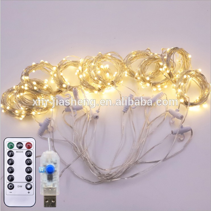 Hotsales 300 led 3*3m USB remote soft copper wire fairy icicle curtain light for Christmas,Decoration,window,wedding,hotel