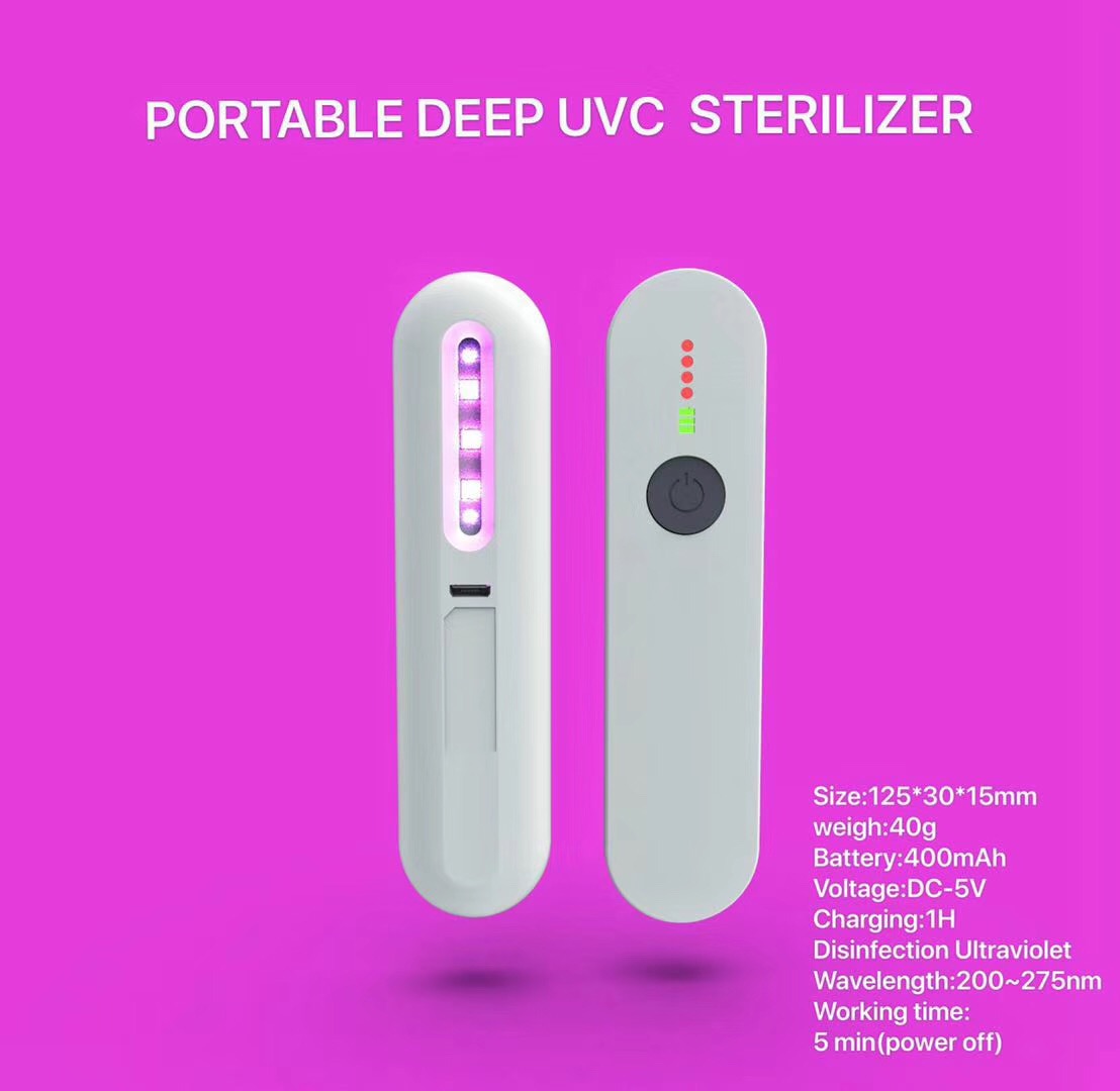 2020 Hotsale Portable Mini Uv-c Sanitizer Wand Rechargeable Uv Disinfecton Lamp