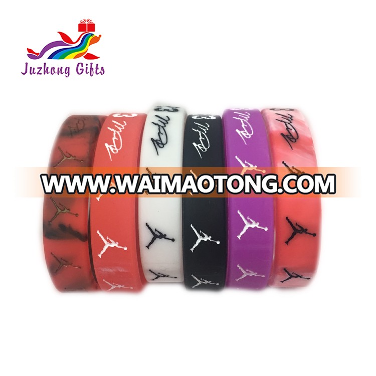 Personalized design custom silicone bracelets debossed logo sport basketball rubber wristbands