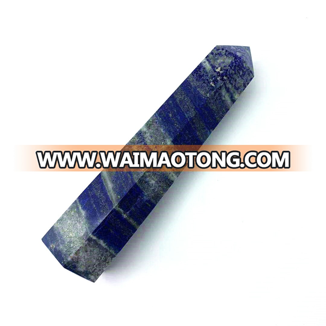 wholesale natural big size  lapis lazuli point healing blue crystal wand lapis lazuli crystal craft quartz point