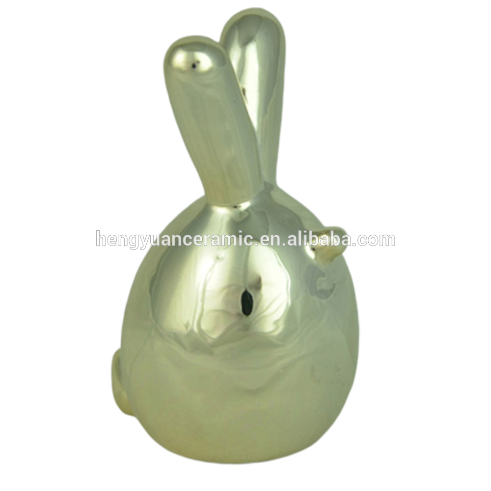 Electroplating Colorful Ceramic Rabbit Figurine